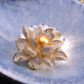 Sparkling Pearl Crystal Brooch Duo